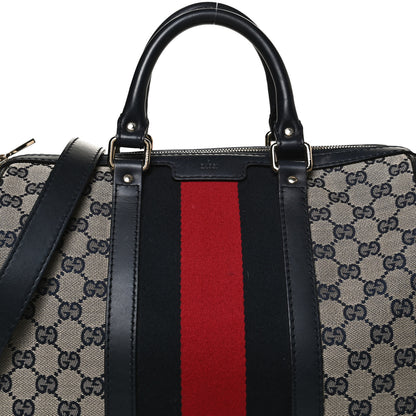 Gucci Monogram Selleria Calfskin Vintage Web Medium Boston Beige Blue 10 of 12