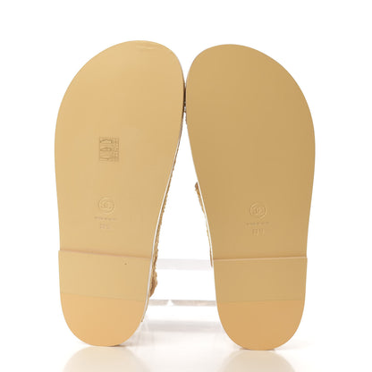 Chanel Braided Fabric Velcro Dad Sandals 39.5 Beige 5 of 9