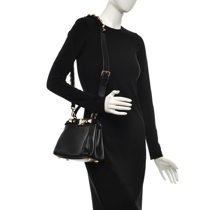 Fendi Nappa Studded Mini Peekaboo Iconic Satchel Black 2 of 8