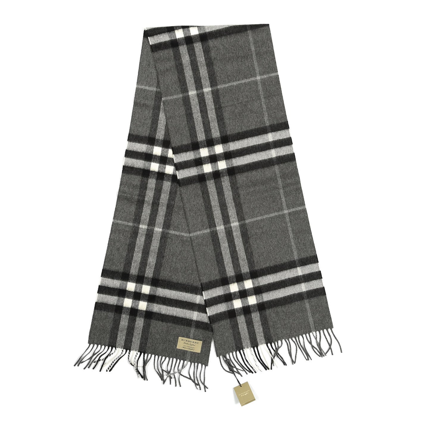 Cashmere Giant Check Scarf Mid Grey