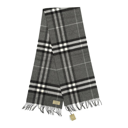 Burberry Cashmere Giant Check Scarf Mid Grey 2 of 3