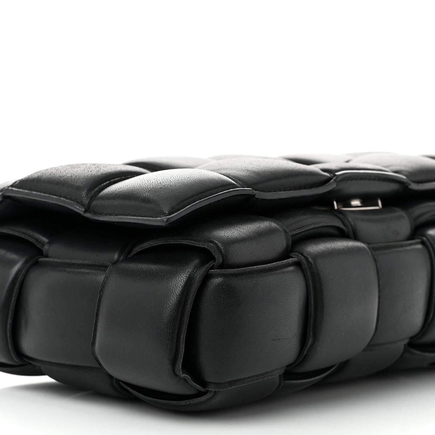 Nappa Maxi Intreccio Padded Cassette Crossbody Bag Black