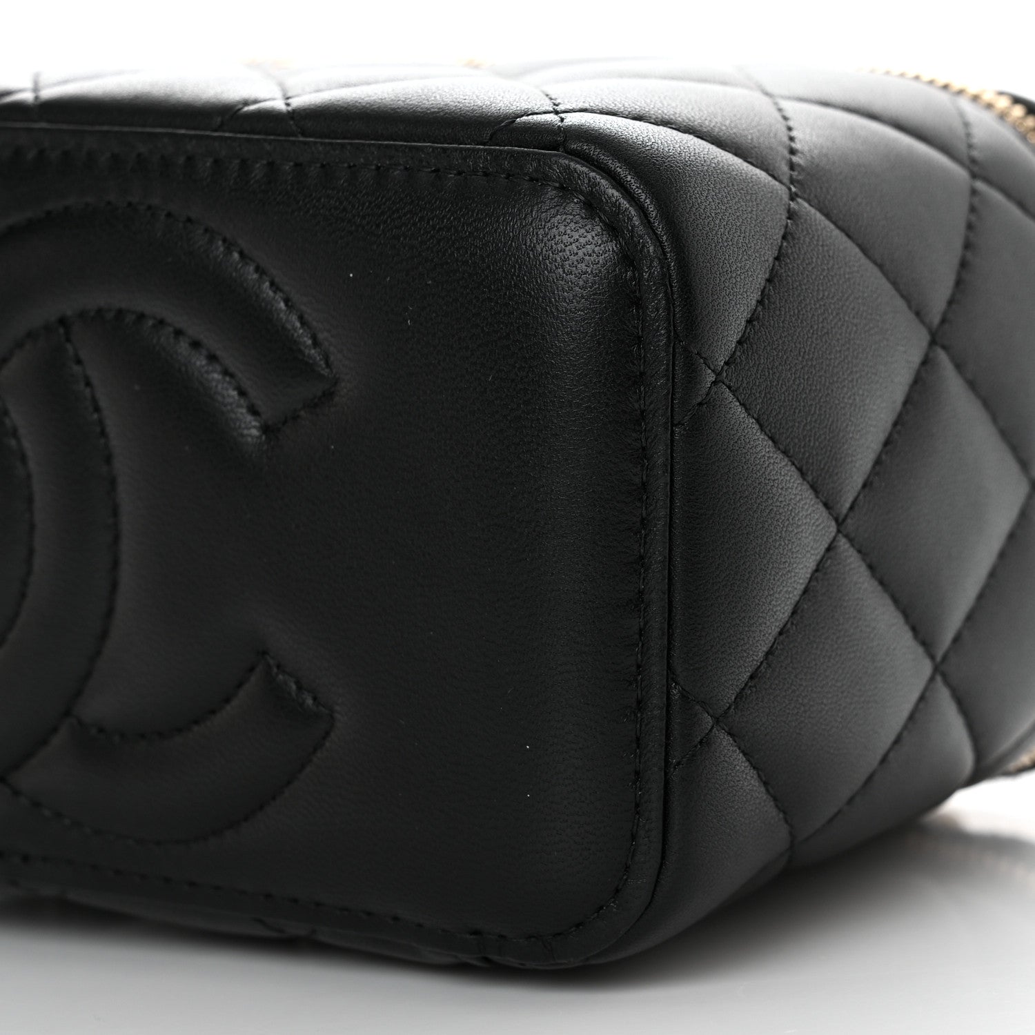 Chanel Lambskin Quilted Metal Small Top Handle Vanity Case With Chain Black 10 of 11