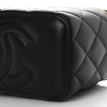 Chanel Lambskin Quilted Metal Small Top Handle Vanity Case With Chain Black 10 of 11