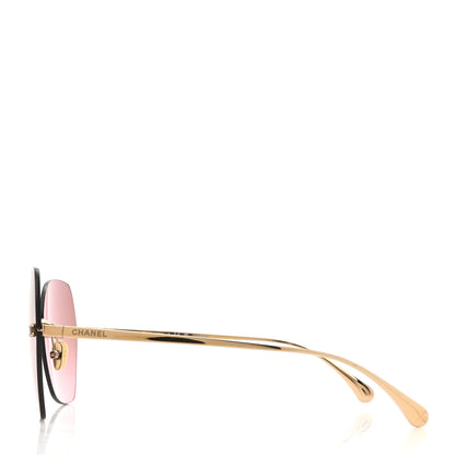 Chanel Titanium Polarized Rimless Square Sunglasses 4271-T Gold Violet 3 of 8