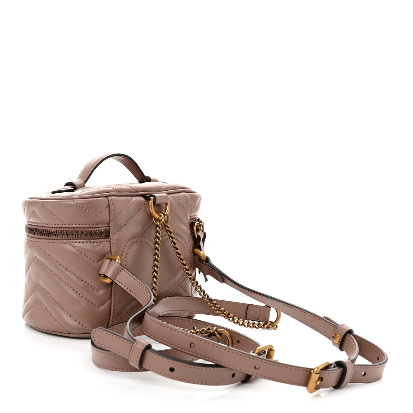 Calfskin Matelasse Mini GG Marmont Round Backpack Porcelain Rose