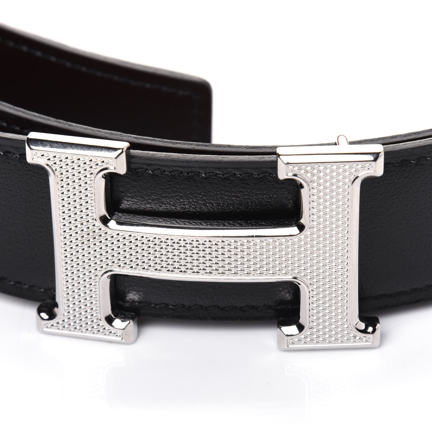Hermes Box Togo 32mm Guilloche H Belt 90 Black Orange 9 of 11