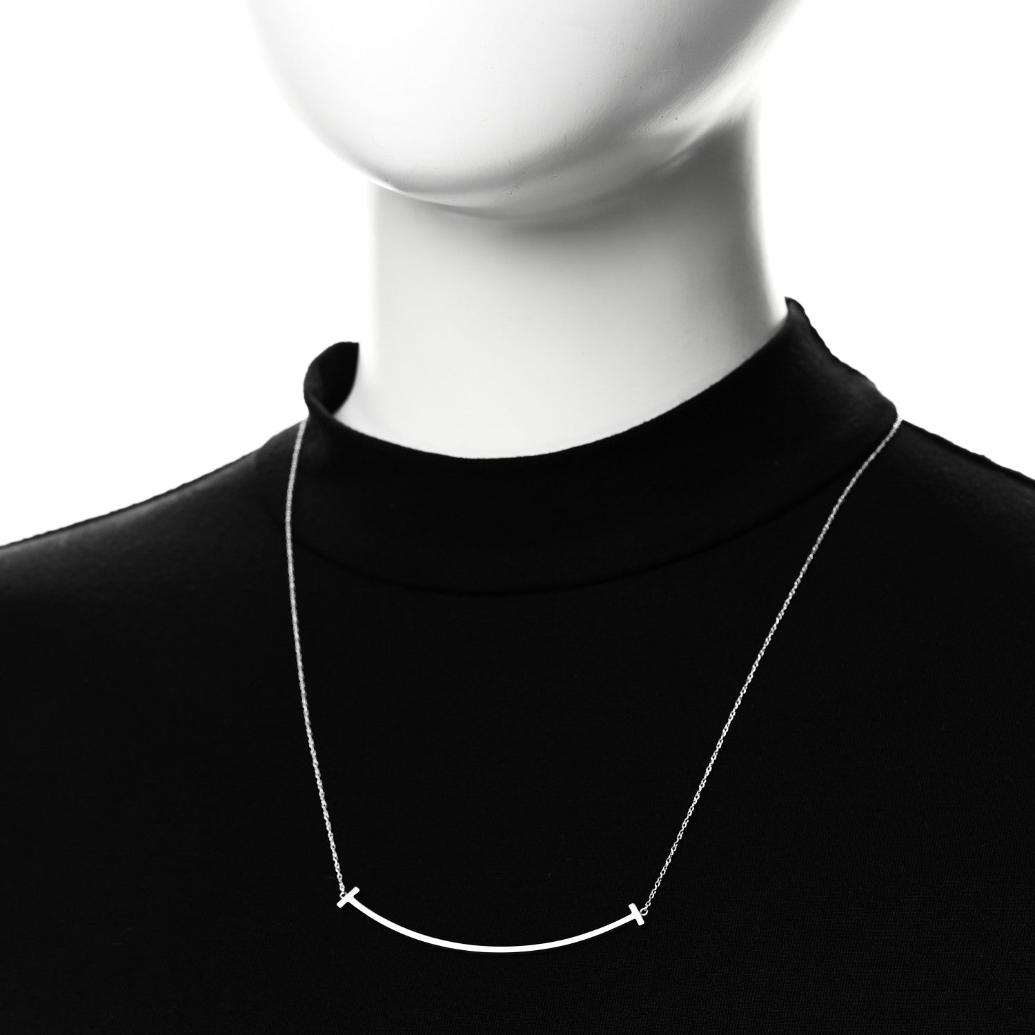 Tiffany Sterling Silver Large T Smile Pendant Necklace 2 of 6