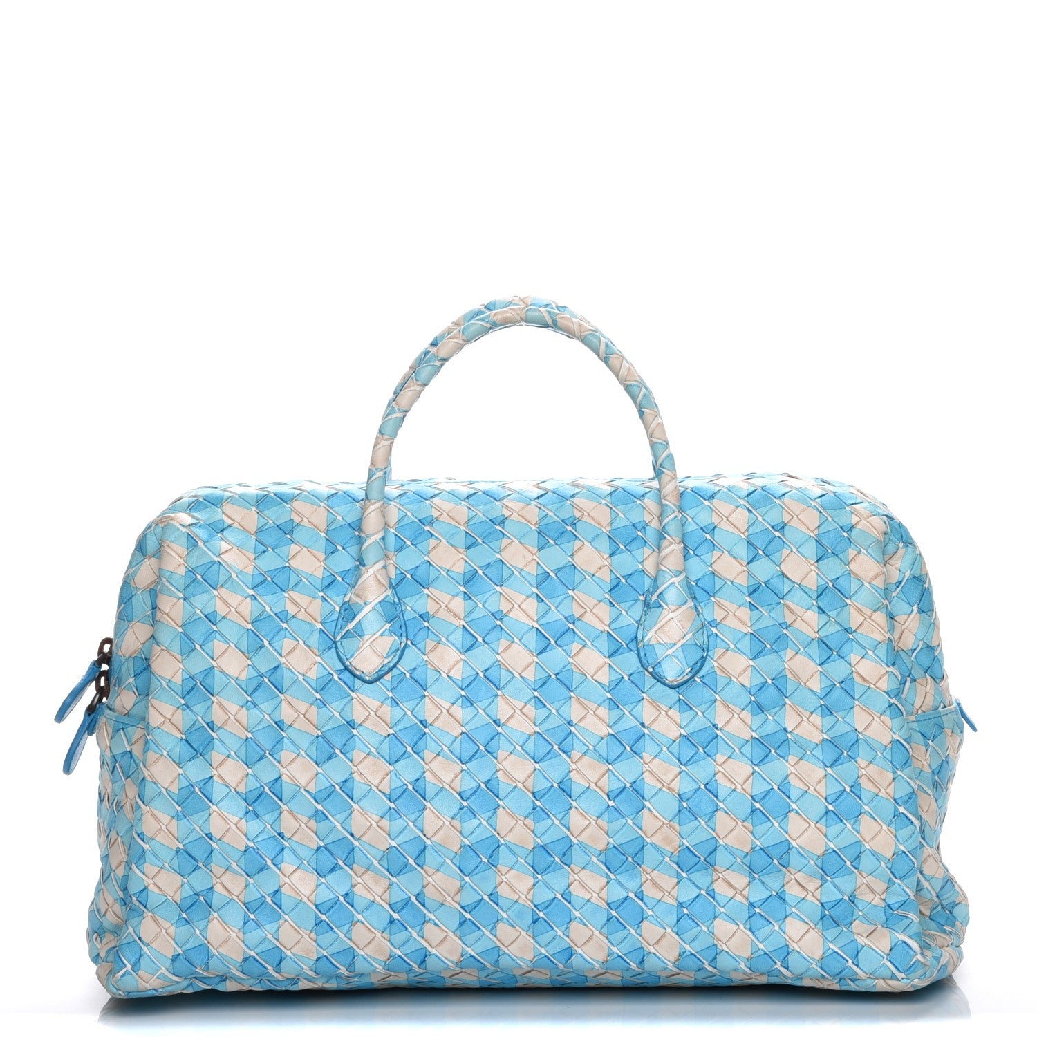 Bottega Veneta Nappa Intrecciato Satchel White Blue 1 of 8