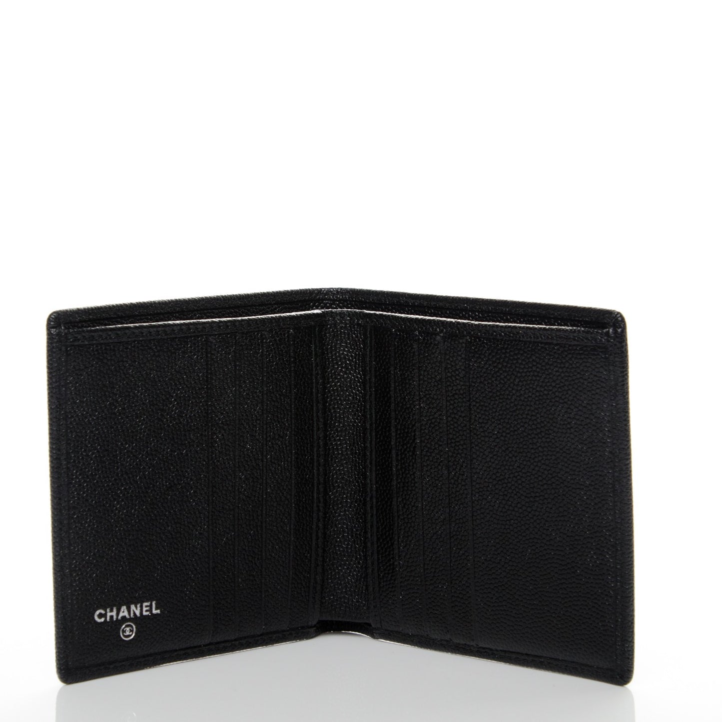 Grained Calfskin CC Bi-Fold Wallet Black