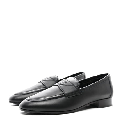 Chanel Calfskin Lambskin CC Loafers 38.5 Black 3 of 8