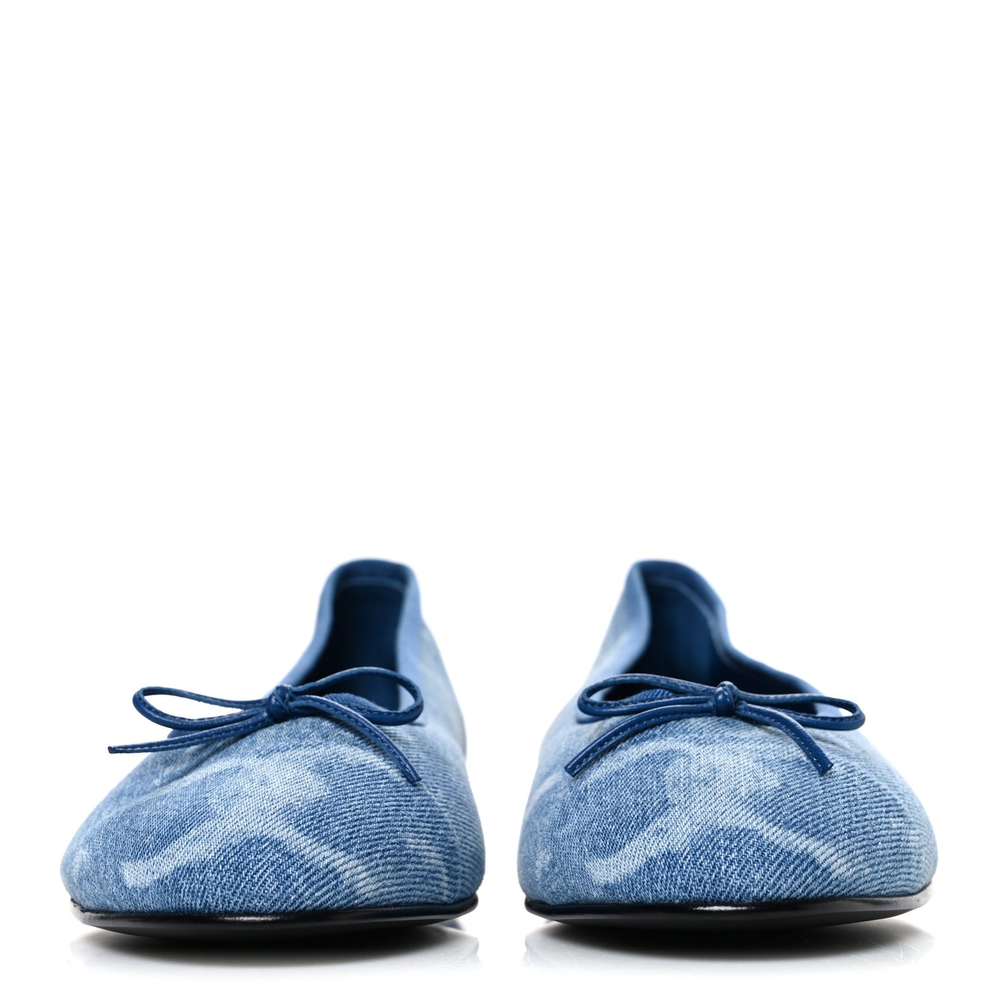 Denim Printed CC Cap Toe Ballerina Flats 41 Light Blue White