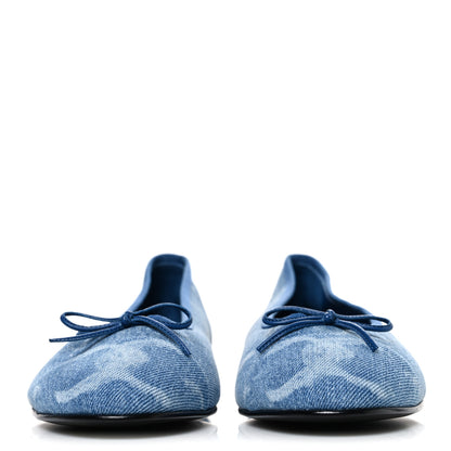 Chanel Denim Printed CC Cap Toe Ballerina Flats 41 Light Blue White 3 of 11