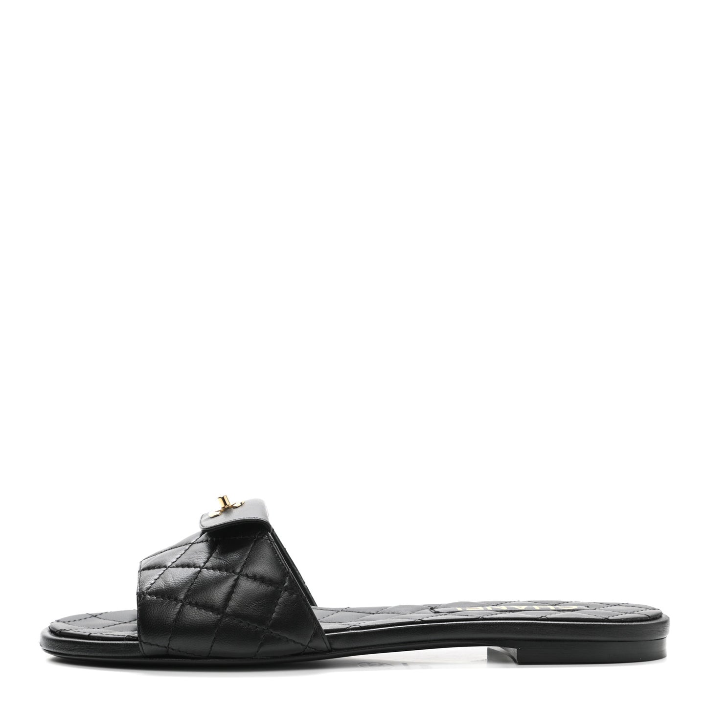 Lambskin Quilted CC Turnlock Sandals 40 Black