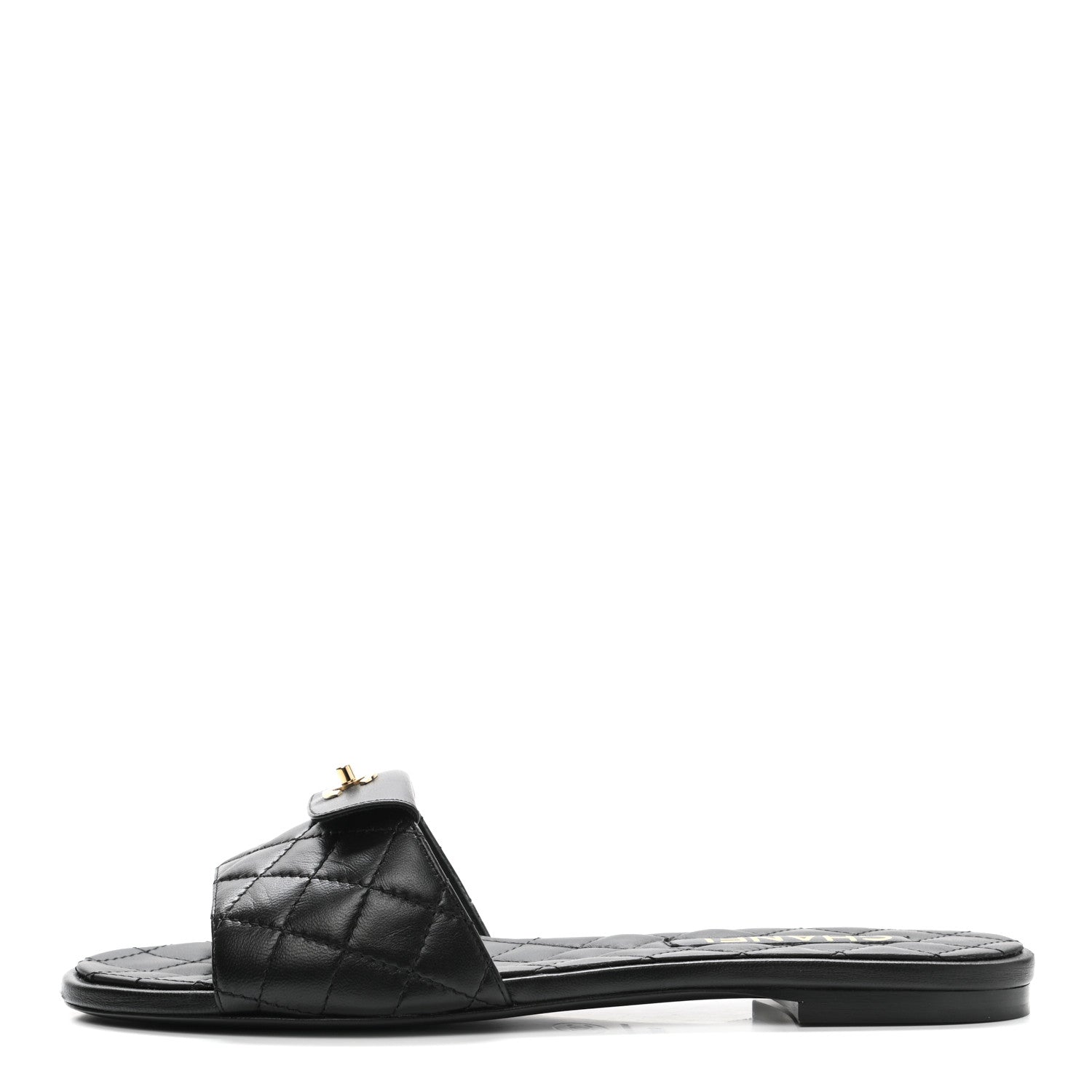 Chanel Lambskin Quilted CC Turnlock Sandals 40 Black 1 of 9
