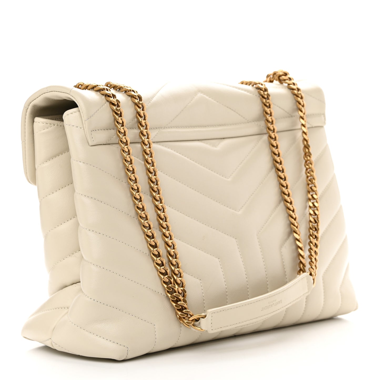 Calfskin Y Quilted Monogram Medium Loulou Chain Satchel Crema Soft