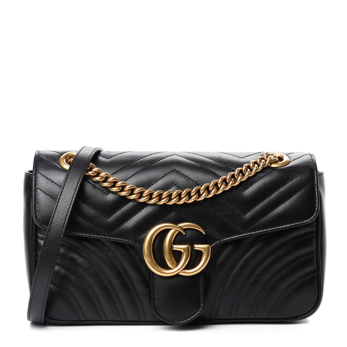 Calfskin Matelasse Small GG Marmont Shoulder Bag Black