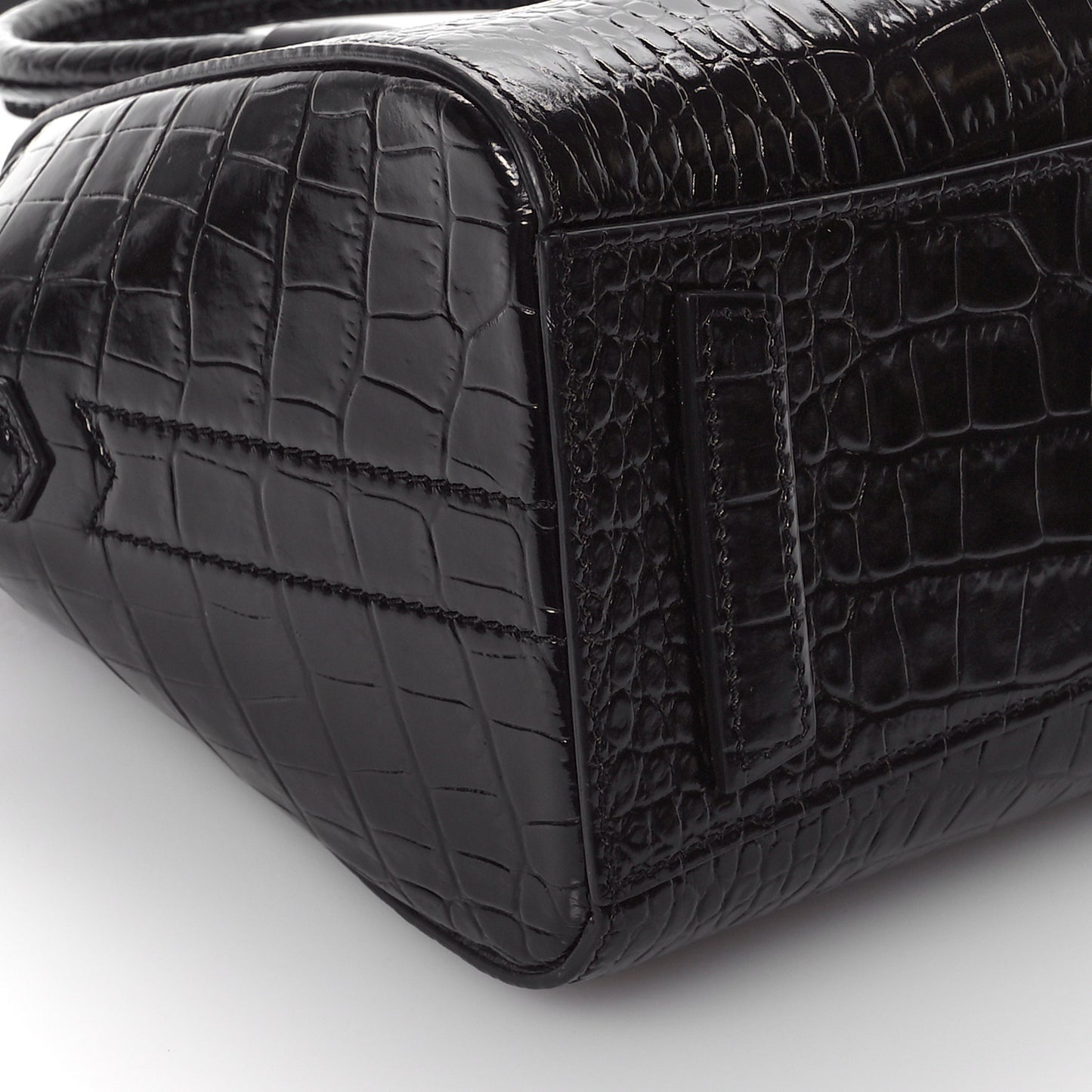 Calfskin Crocodile Embossed Mini Antigona Black