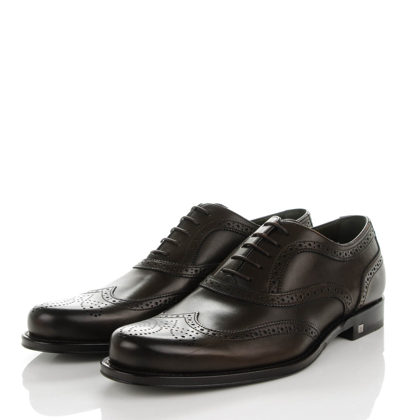 Calfskin Mens Wingtip Oxfords 6.5 Dark Brown