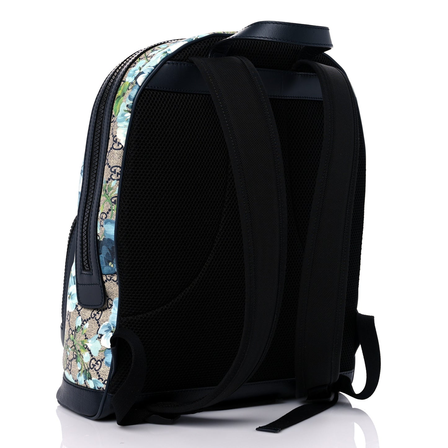 GG Supreme Monogram Blooms Medium Day Backpack Beige Blue Navy