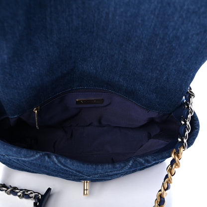 Chanel Denim Quilted Large Chanel 19 Flap Blue 4 of 4