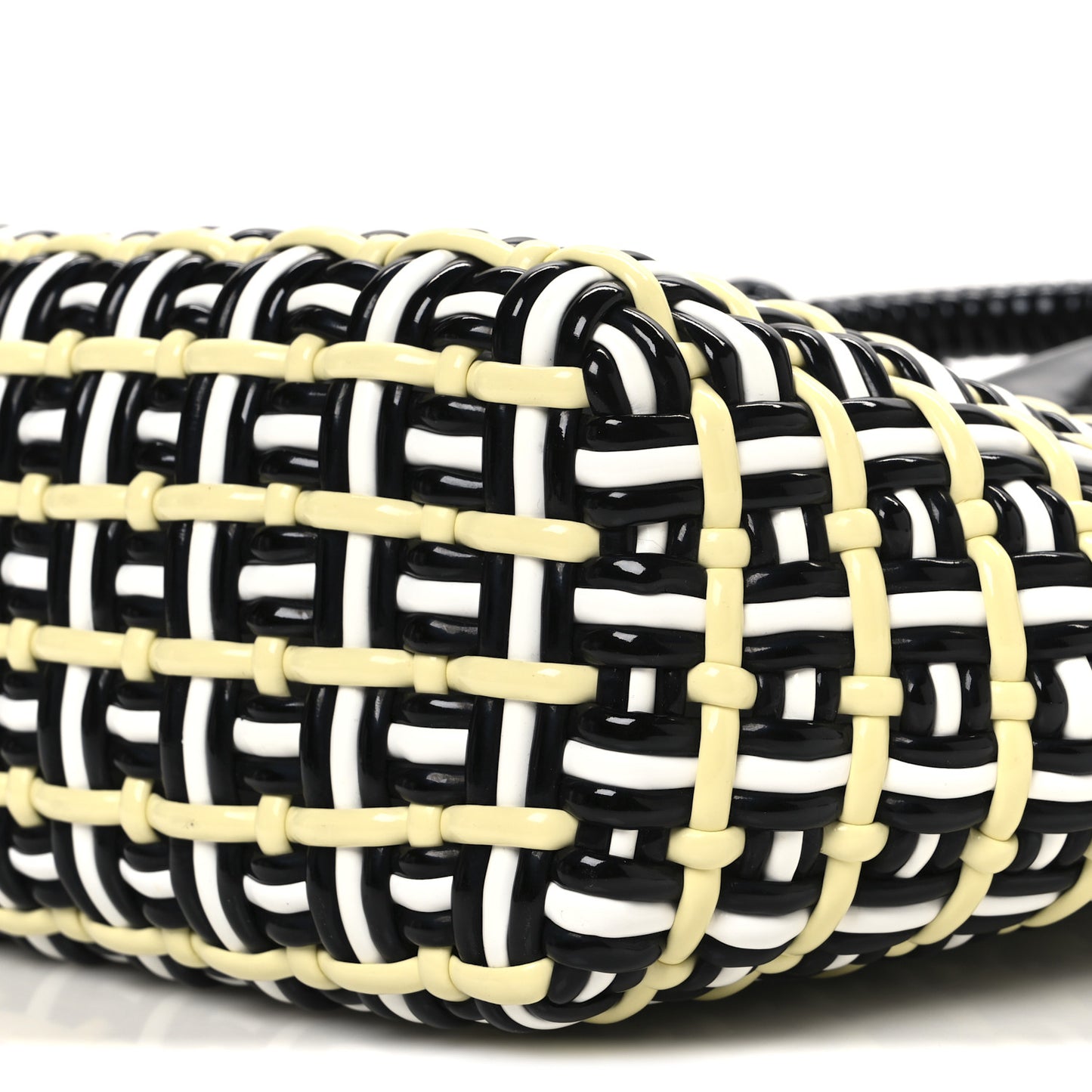 Varnished Faux Calfskin XS Bistro Basket Pale Yellow Black White
