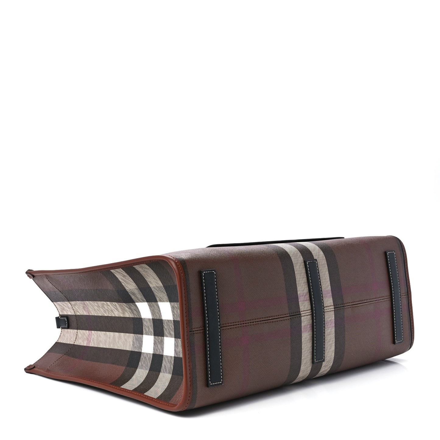 E-Canvas Check Calfskin Medium Freya Tote Dark Birch Brown