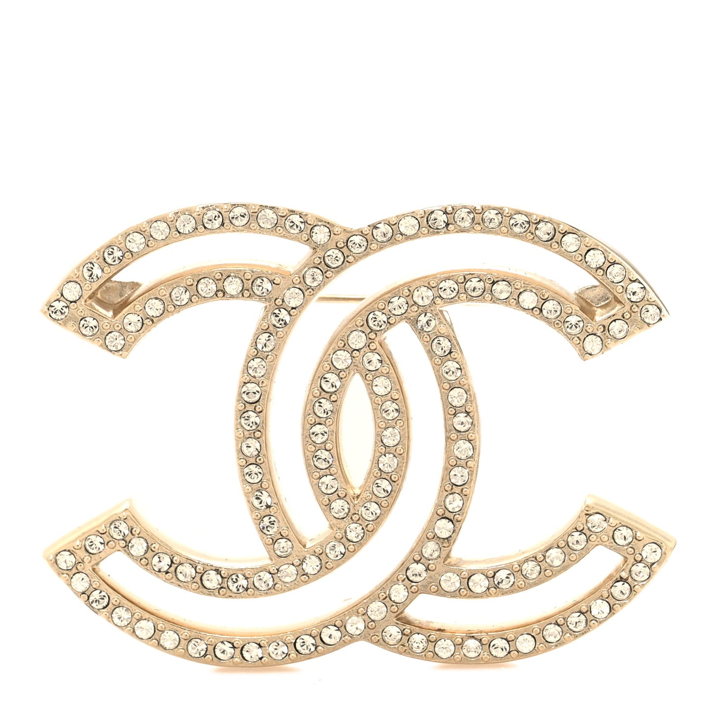 Crystal CC Brooch Light Gold