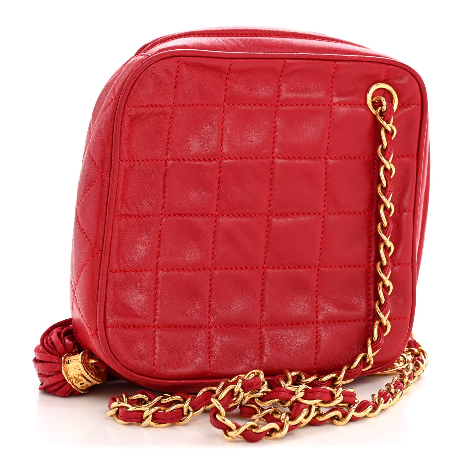 Chanel Lambskin Quilted Tassel Clutch Red 3 of 15