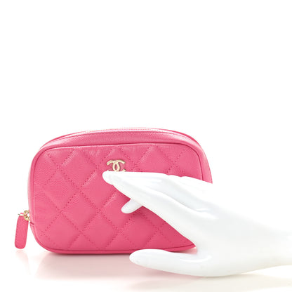 Chanel Caviar Quilted Small Curvy Pouch Cosmetic Case Pink 2 of 9