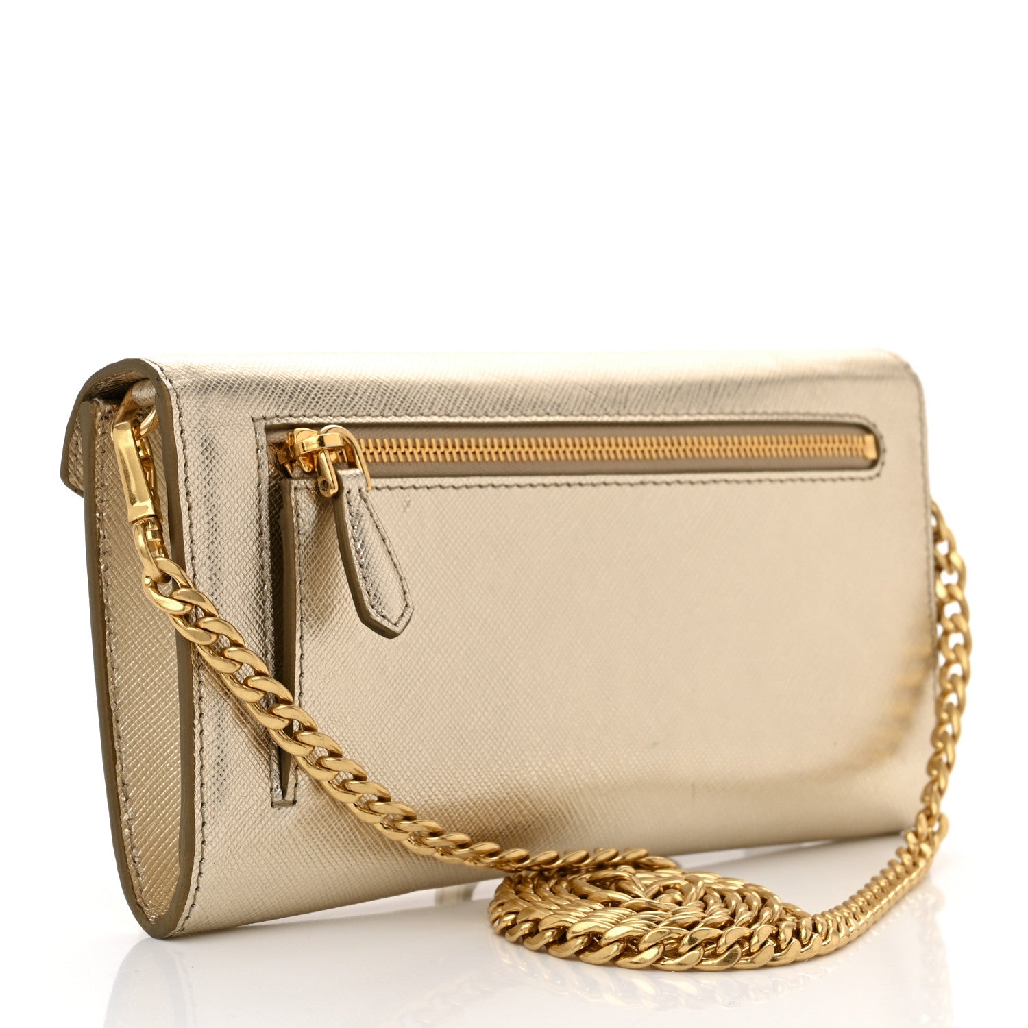 Prada Metallic Saffiano Triangle Mini Crossbody Bag Platino 3 of 10