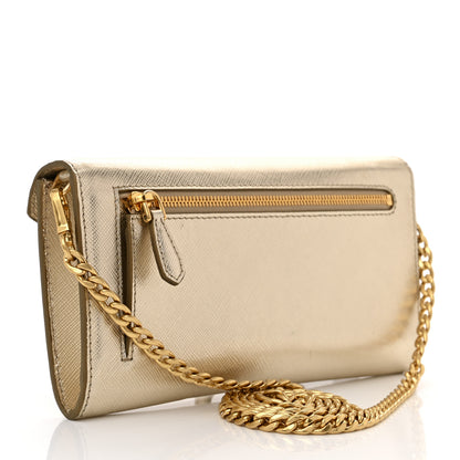 Prada Metallic Saffiano Triangle Mini Crossbody Bag Platino 3 of 10