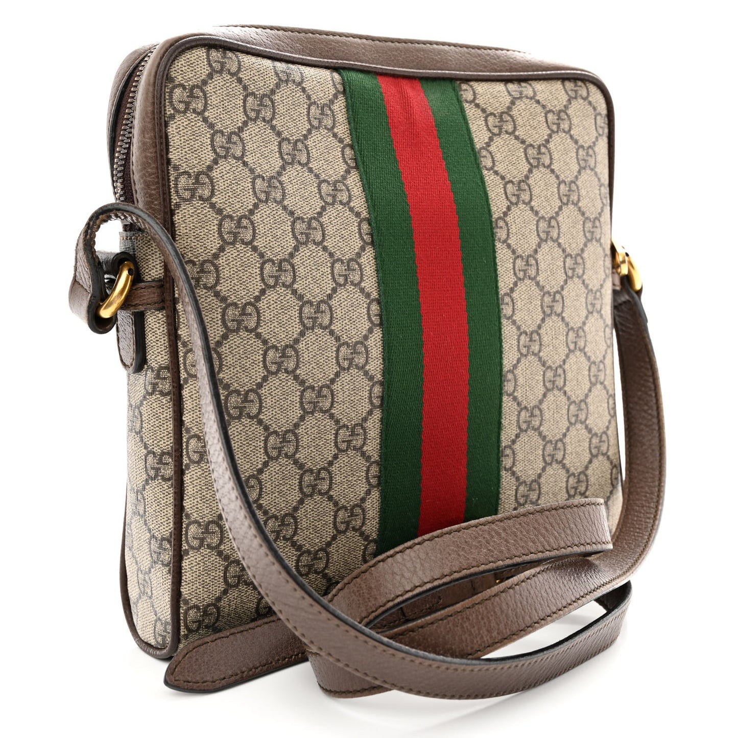 GG Supreme Monogram Web Small Ophidia Messenger Bag Brown