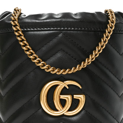 Gucci Calfskin Matelasse Mini GG Marmont 2.0 Bucket Bag Black 8 of 11