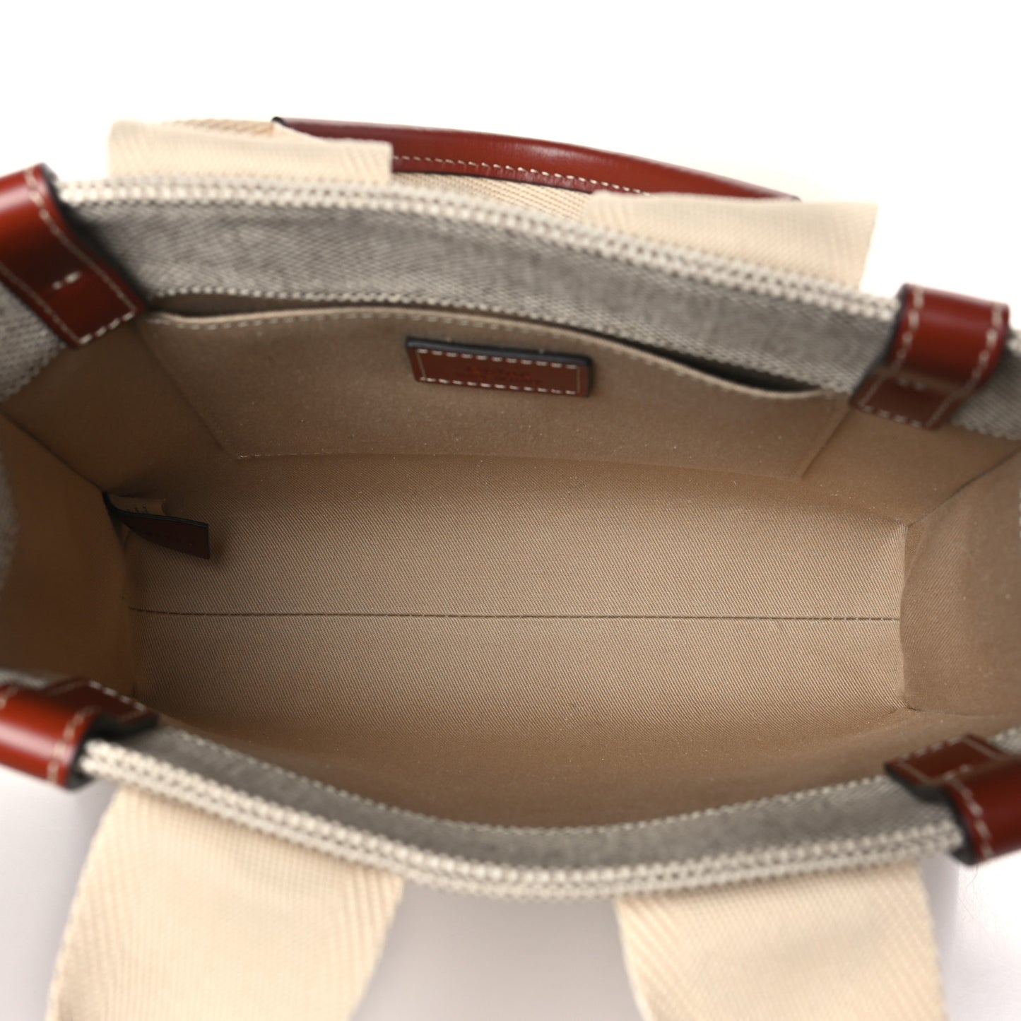 Cotton Calfskin Small Woody Ribbon Tote White Brown