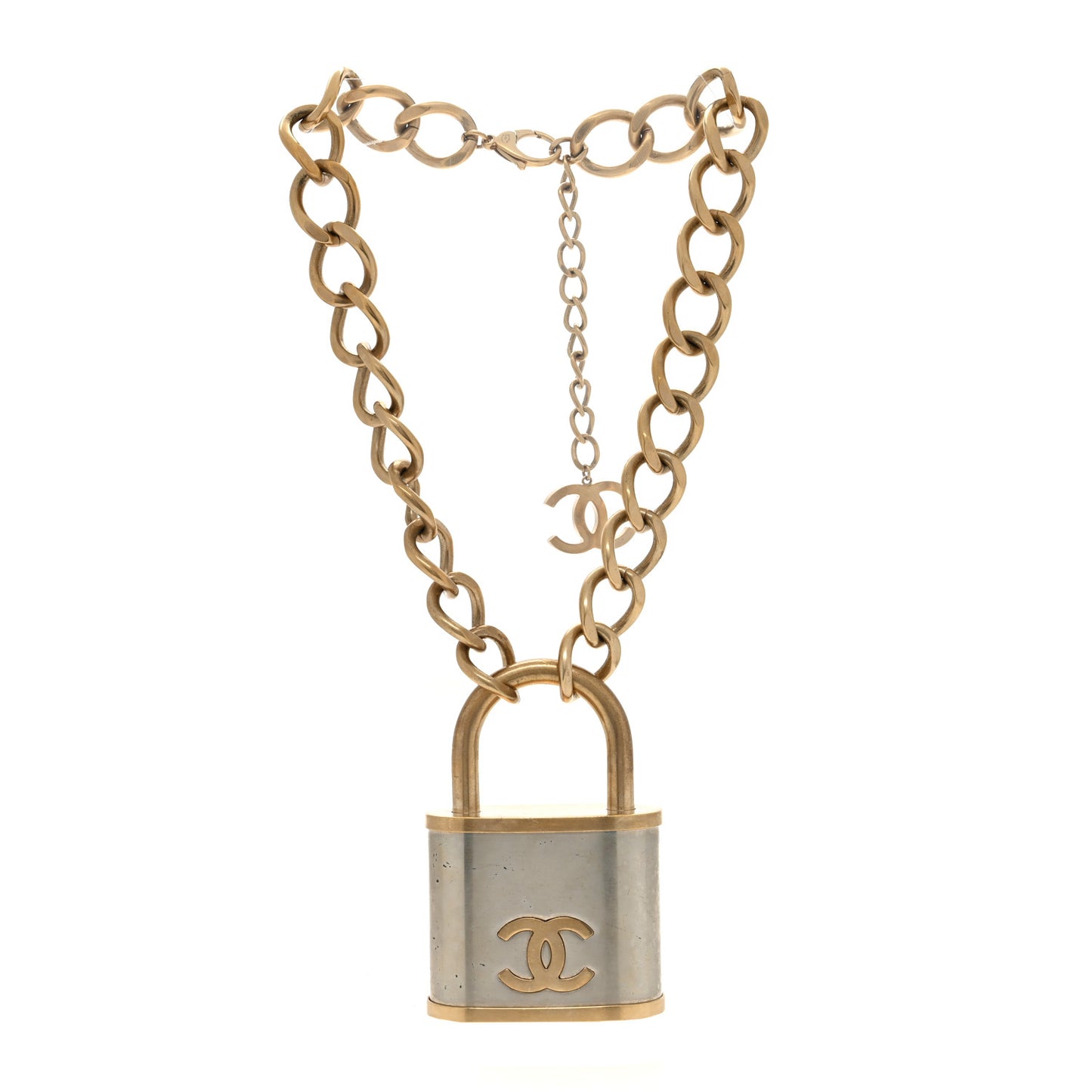 CC Oversized Padlock Necklace Gold Silver