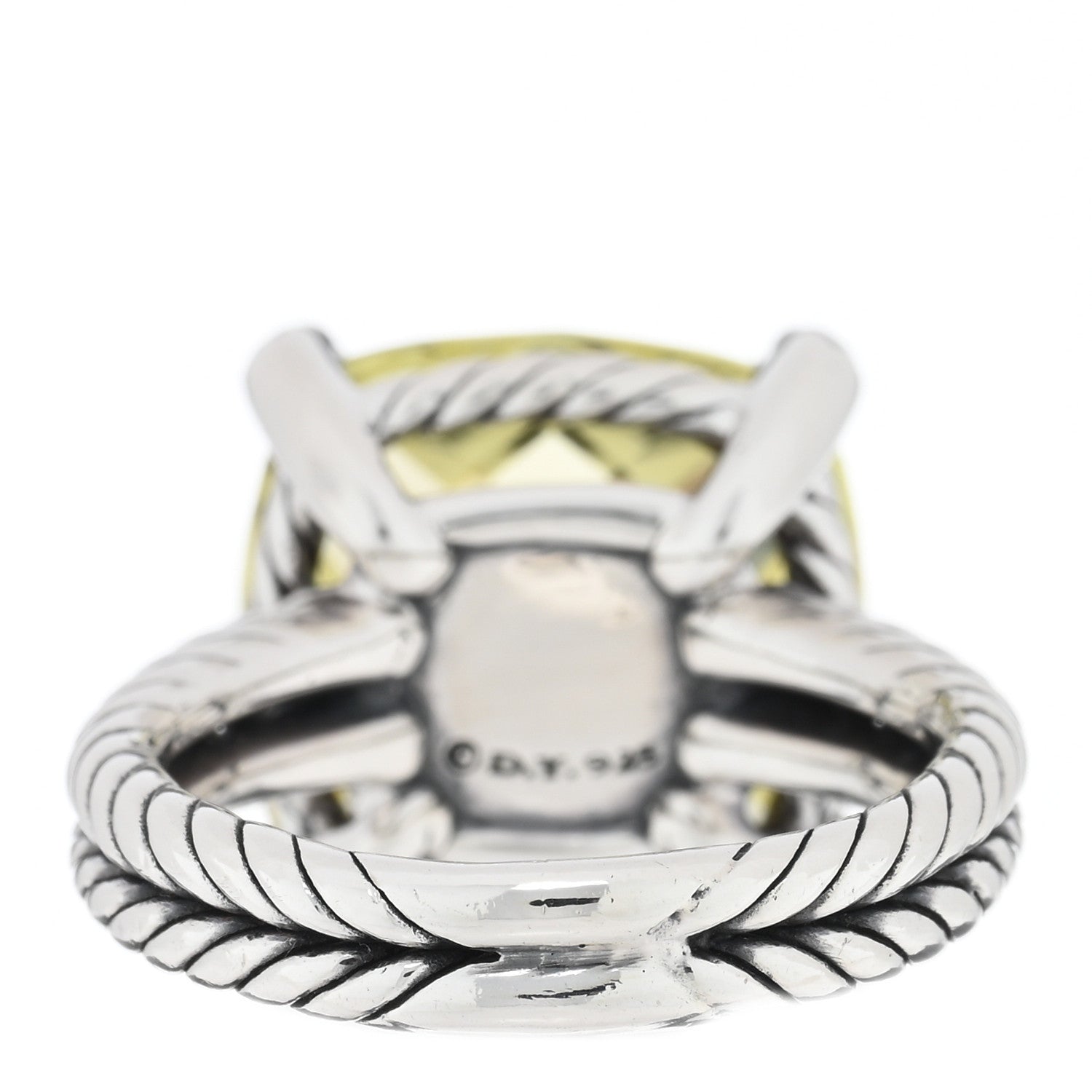 David Yurman Sterling Silver Diamond Lemon Citrine 14mm Chatelaine Ring 52 6 3 of 4