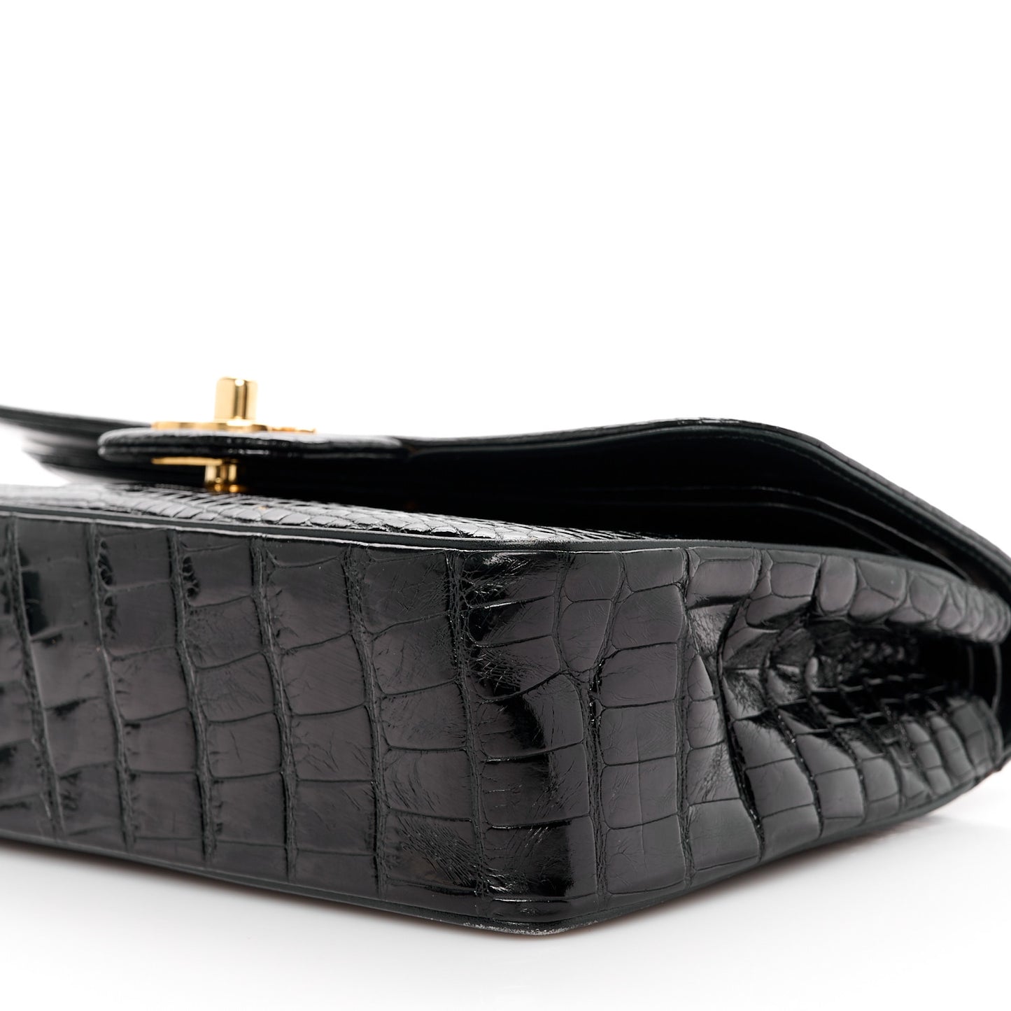 Alligator Small Double Flap Black