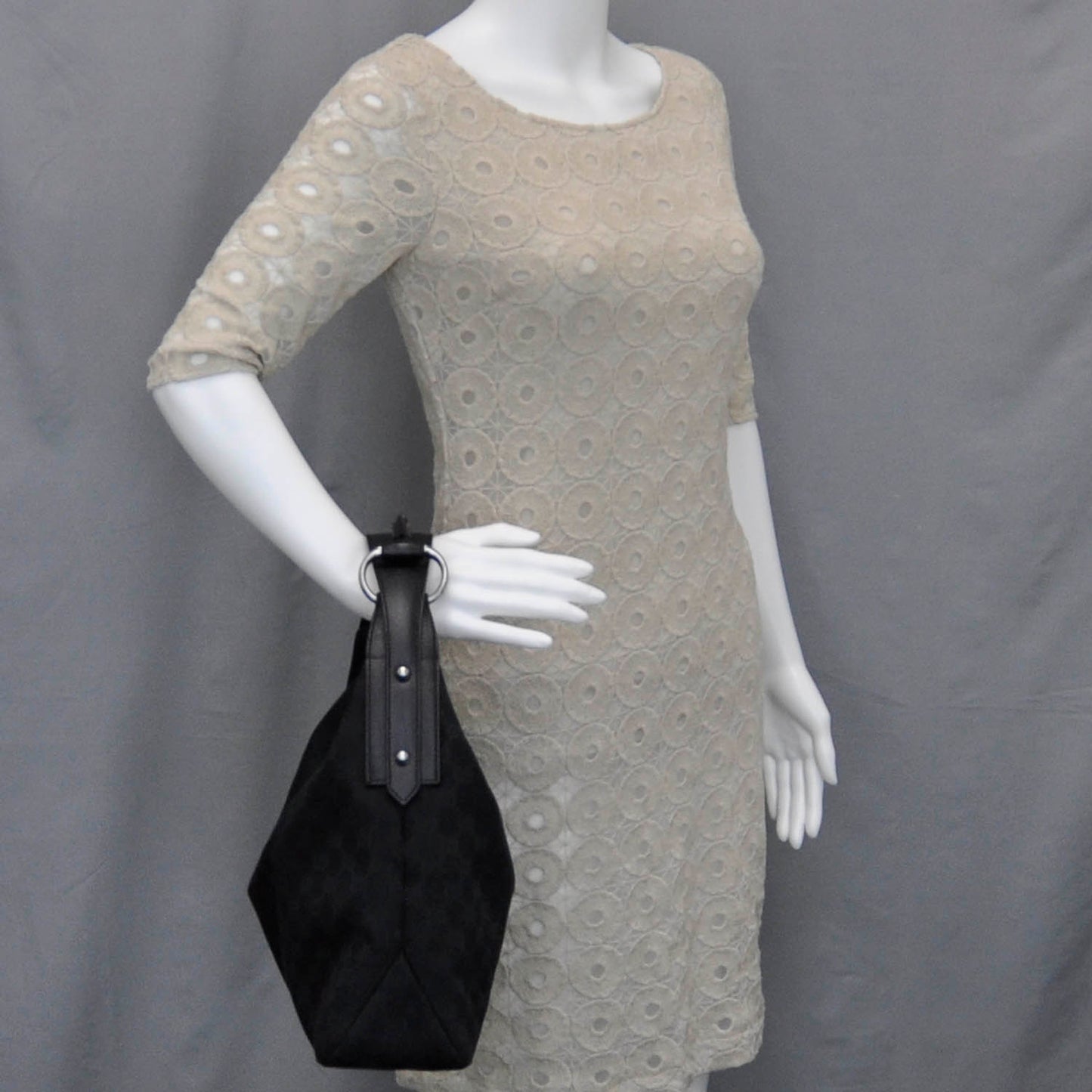 Monogram Medium Horsebit Chain Hobo Black