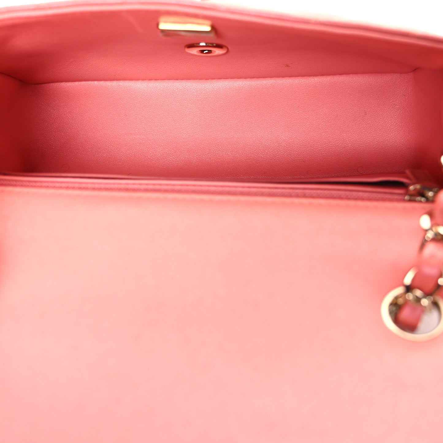 Iridescent Lambskin Quilted Mini Rectangular Flap Pink