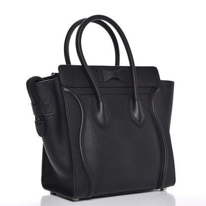 Celine Drummed Calfskin Micro Luggage Black 3 of 7