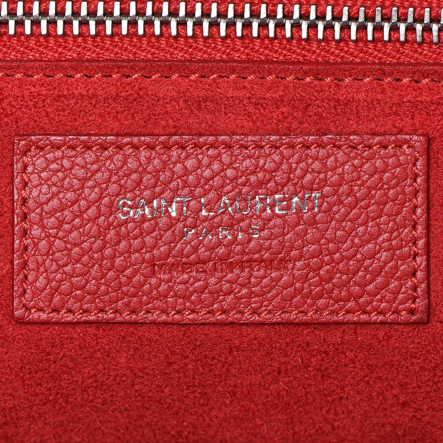 Grained Calfskin Small Cabas Rive Gauche Red