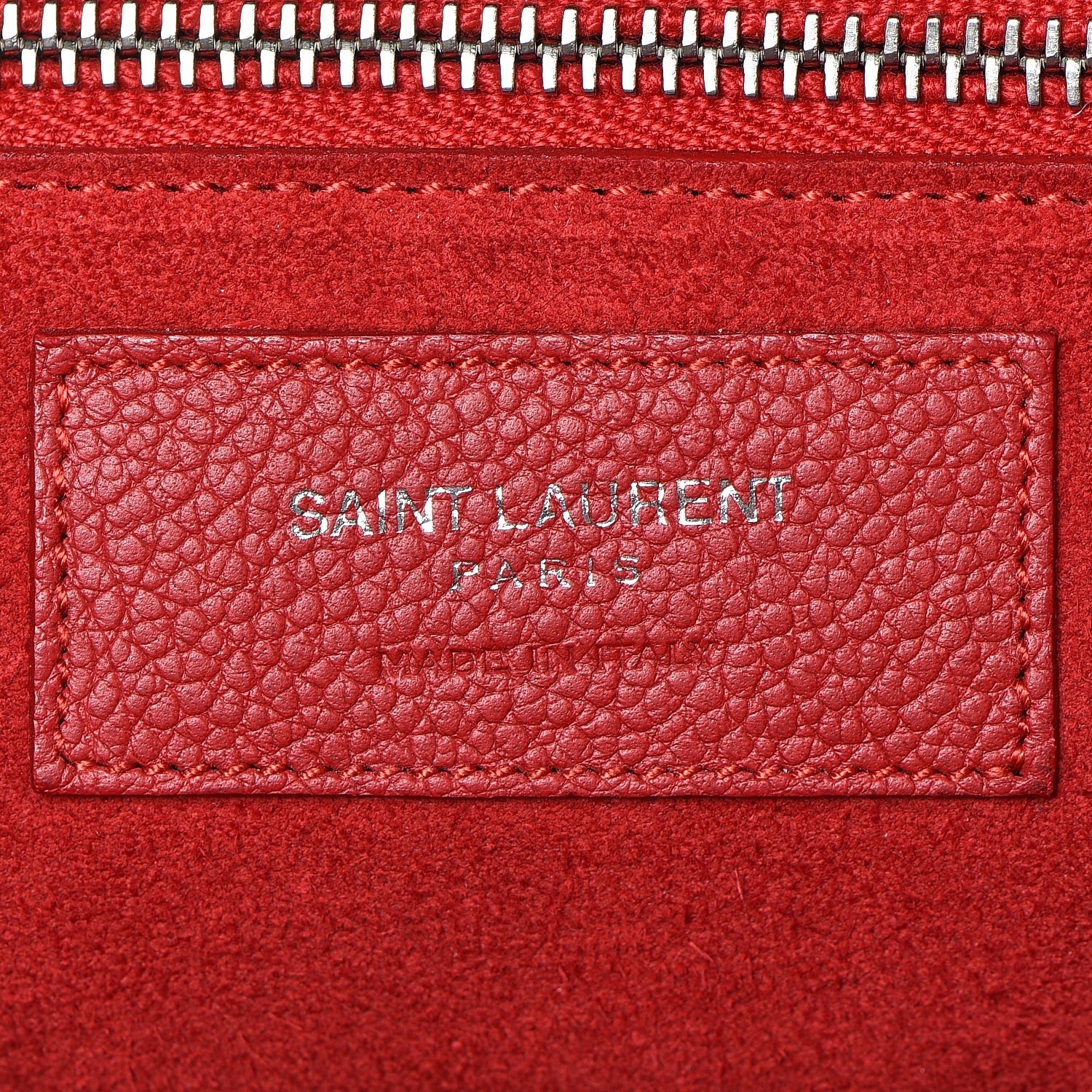 Saint Laurent Grained Calfskin Small Cabas Rive Gauche Red 17 of 22