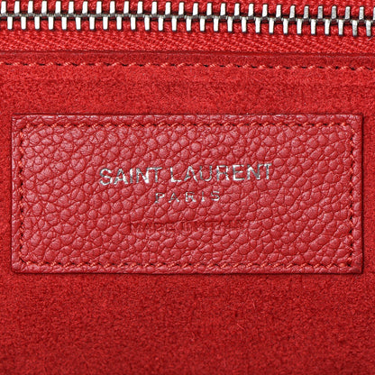 Saint Laurent Grained Calfskin Small Cabas Rive Gauche Red 17 of 22