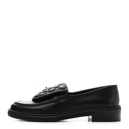 Chanel Lambskin Quilted CC Turnlock Loafers 38 Black 1 of 9