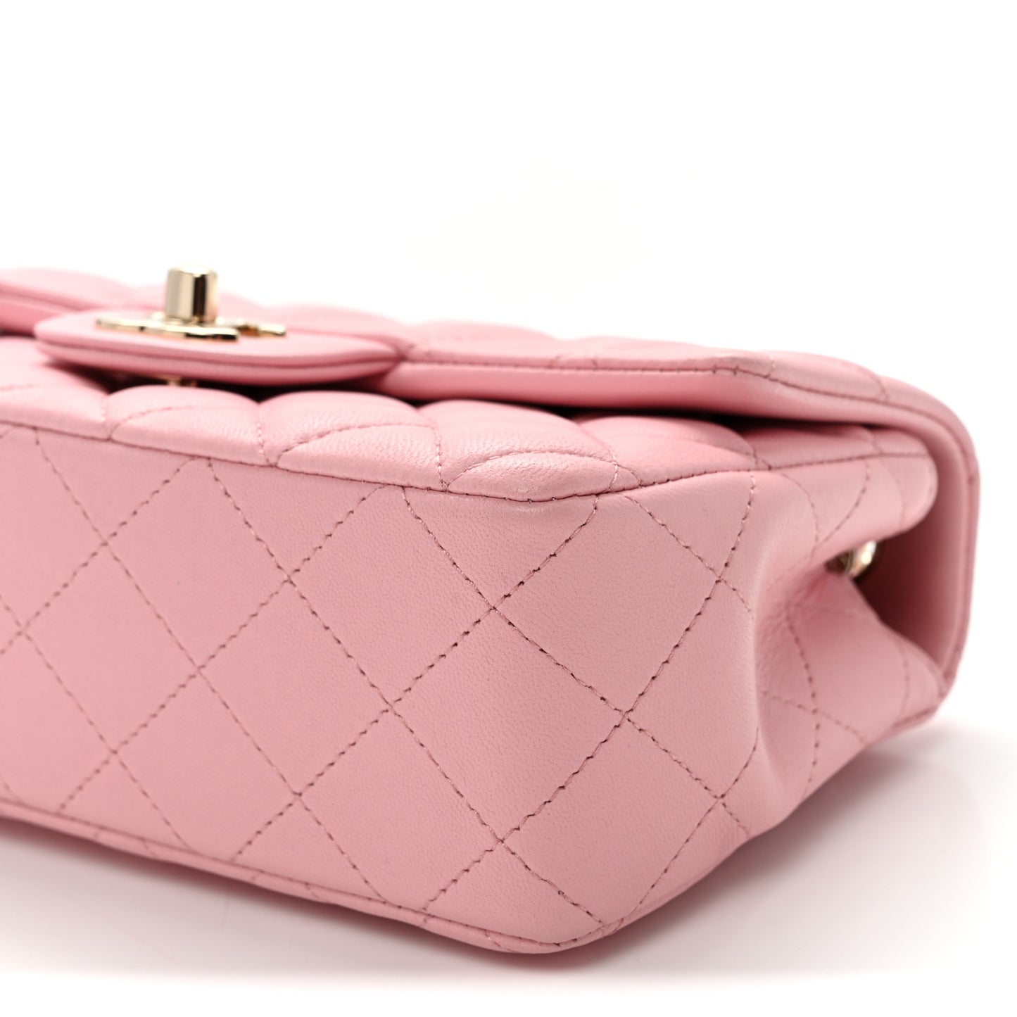 Lambskin Quilted Mini Rectangular Flap Light Pink