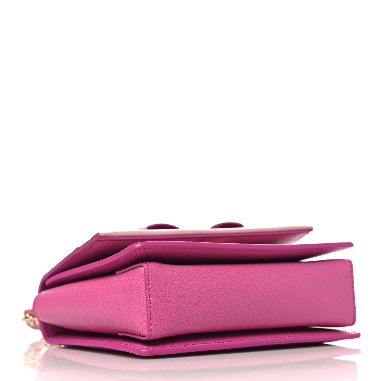 Printed Calfskin Bi-Color Ginny Crossbody Bag Purple Pink