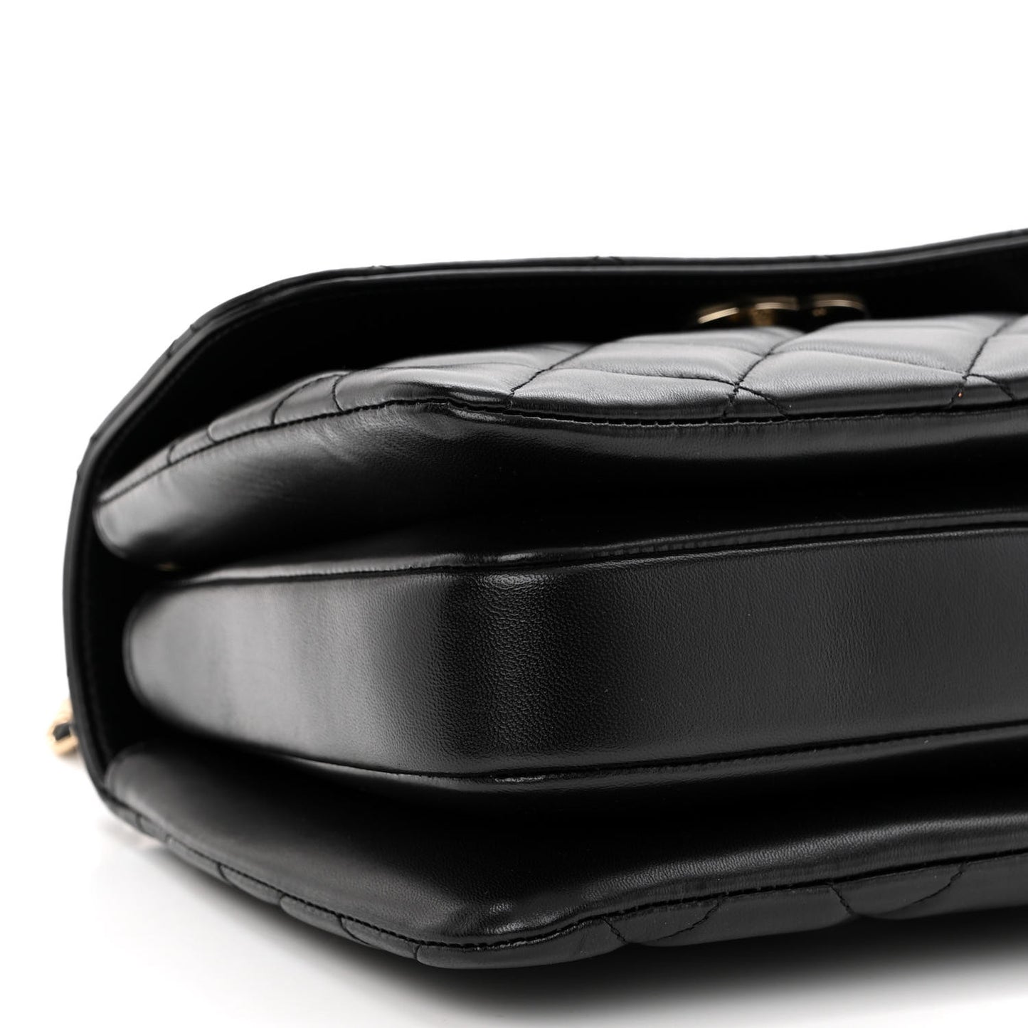 Lambskin Quilted Small Trendy CC Chain Dual Handle Flap Bag Black