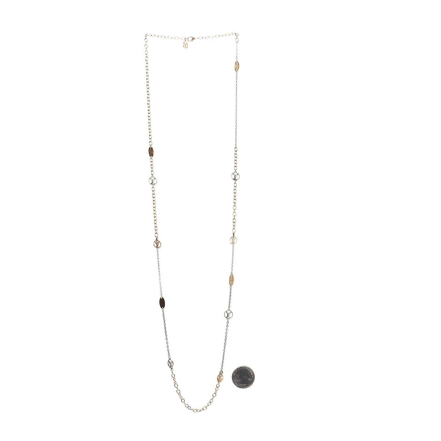 Logomania Sautoir Necklace Silver Gold