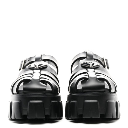 Prada Foam Rubber Triangle Logo Monolith 55mm Cage Sandals 37 Black 2 of 8
